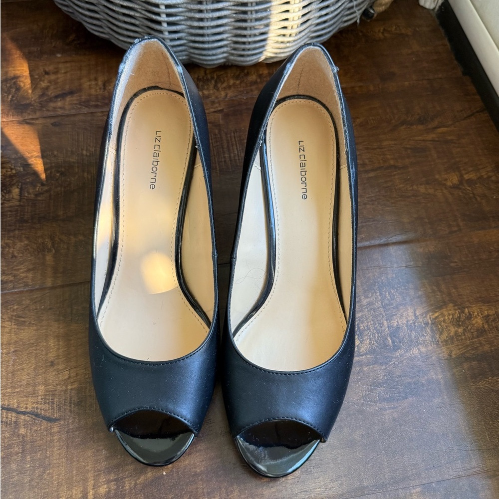 Liz Claiborne Classic Black Peep Toe Heels